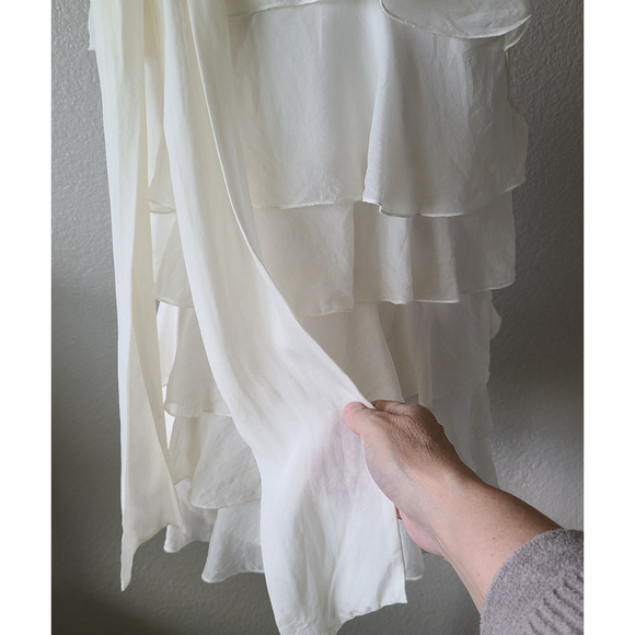 Luna Luz Women 100% Silk Boho Festival Fairy Flowy Ivory Longline Tank Top Small - Picture 8 of 13